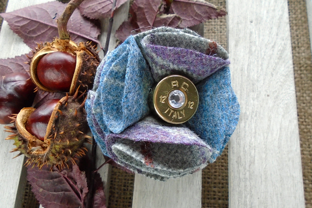 Sporting Tweed Brooch - Blue Stripe