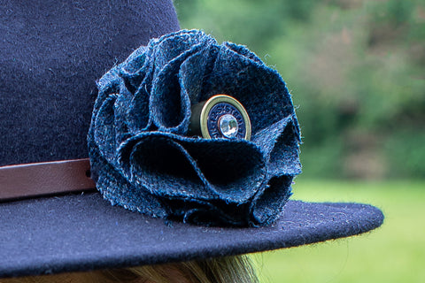 Sporting Tweed Brooch - Blue Herringbone