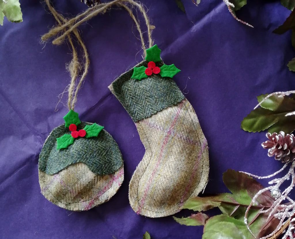 Tweed Christmas Decoration- Blossom