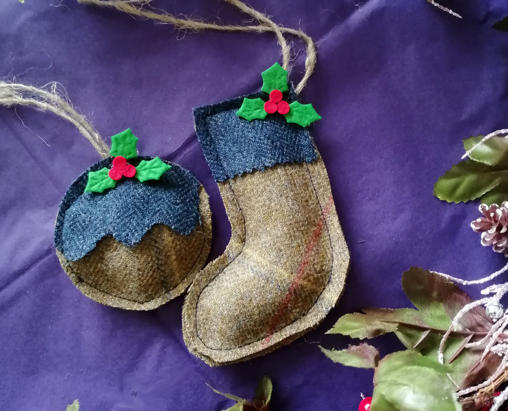 Tweed Christmas Decoration- Pumpkin