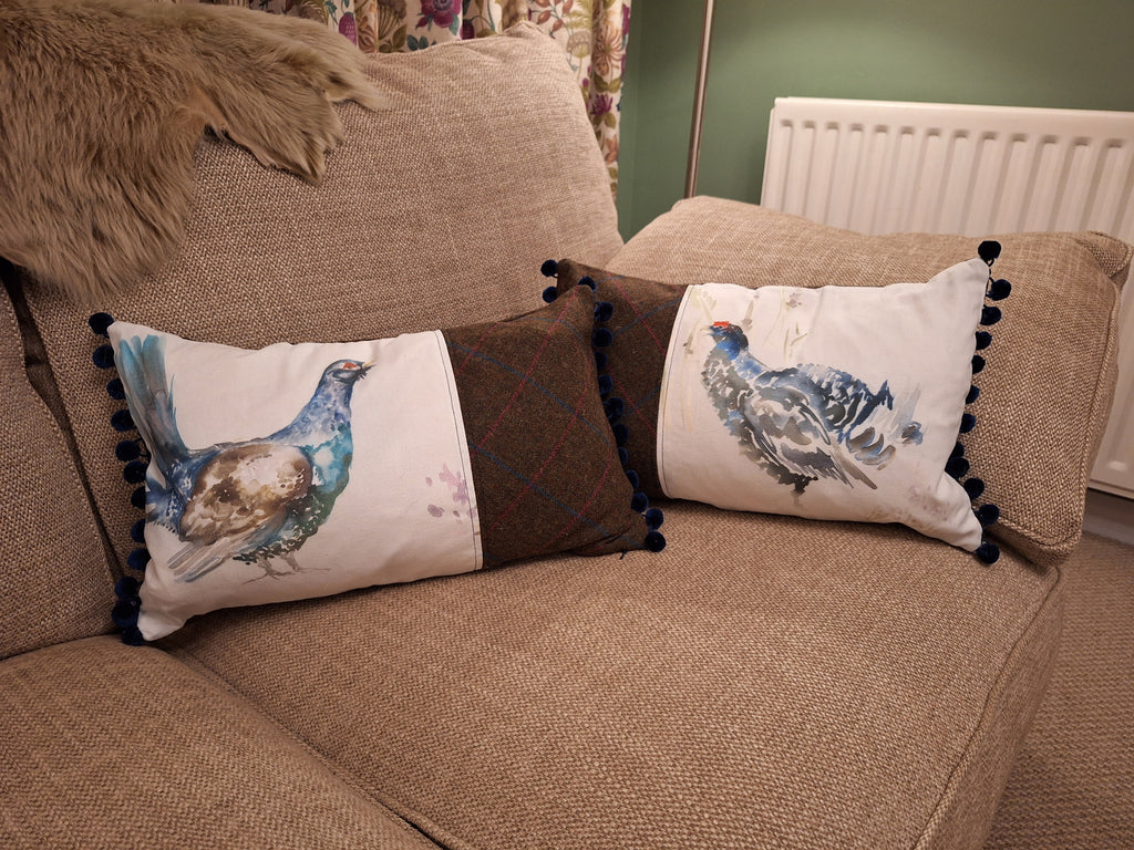 Pair of Black Grouse Cushions