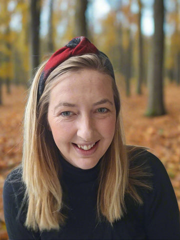 Knotted Hairband- Cherry Red Check