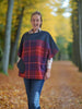 Ainderby Oversized Tweed Top - Navy Herringbone / Fire Cracker
