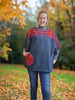 Ainderby Oversized Tweed Top - FireCracker/ Navy Herringbone