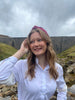 Knotted Hairband- Berry Houndstooth