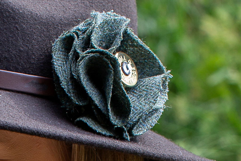 Sporting Tweed Brooch - Green Herringbone