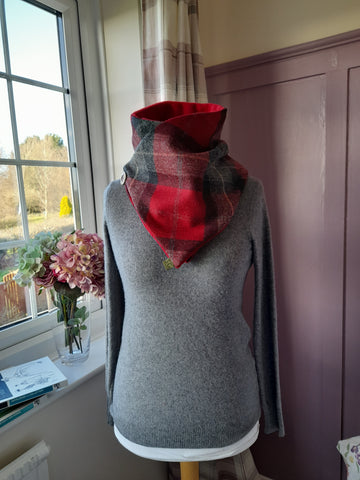 Classic Tweed Snood - Cherry Red Check