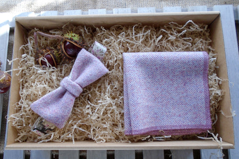 Pink Herringbone Bow Tie Gift Box