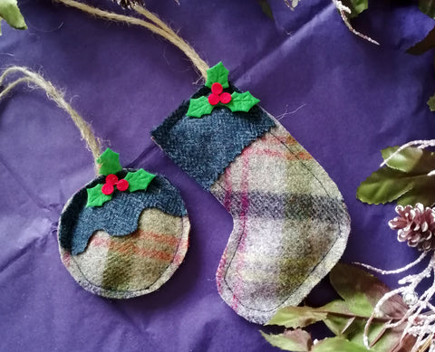 Tweed Christmas Decoration- Thistle