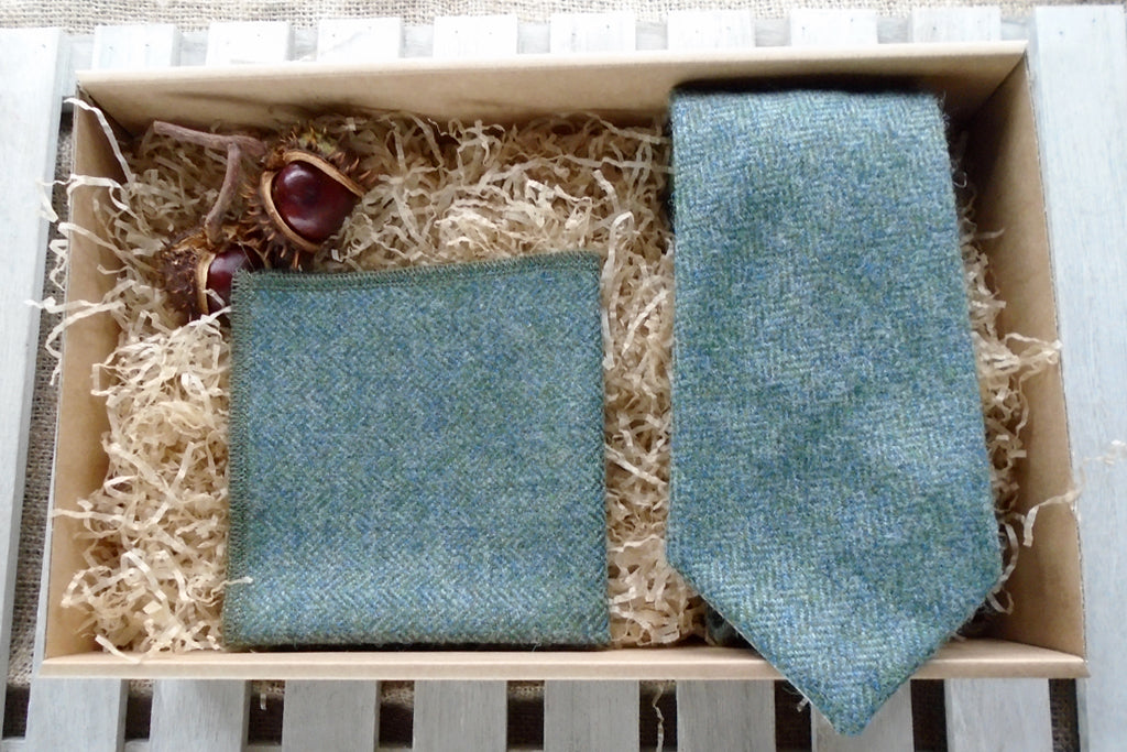 Olive Green Tweed Tie Gift Box