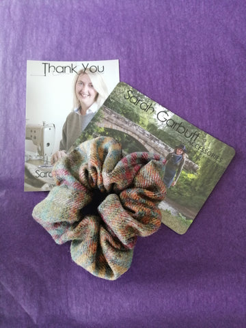 Hair Scrunchie- Mole Houndstooth Tweed
