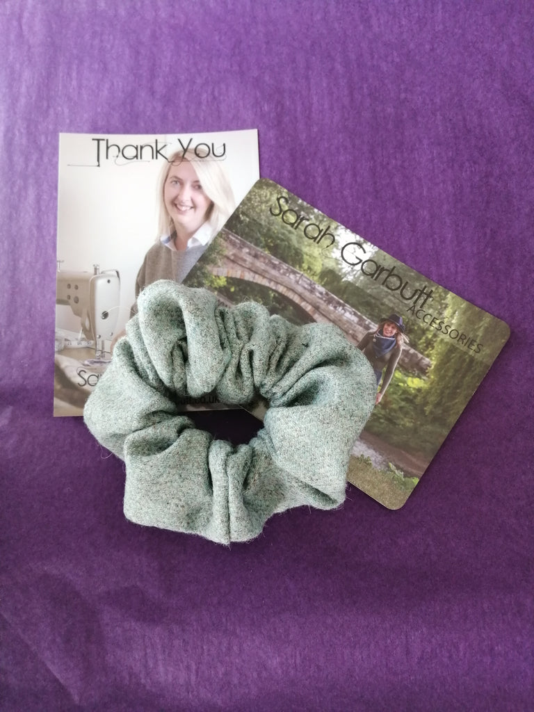 Hair Scrunchie- Duck Egg Blue Tweed