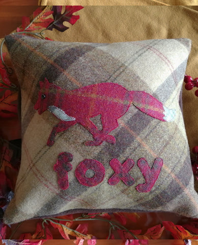 Foxy Fox Tweed Cushion- Toffee Apple