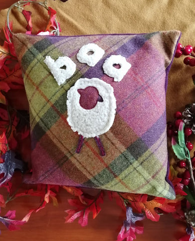Wooly Sheep Tweed Cushion- fruit salad