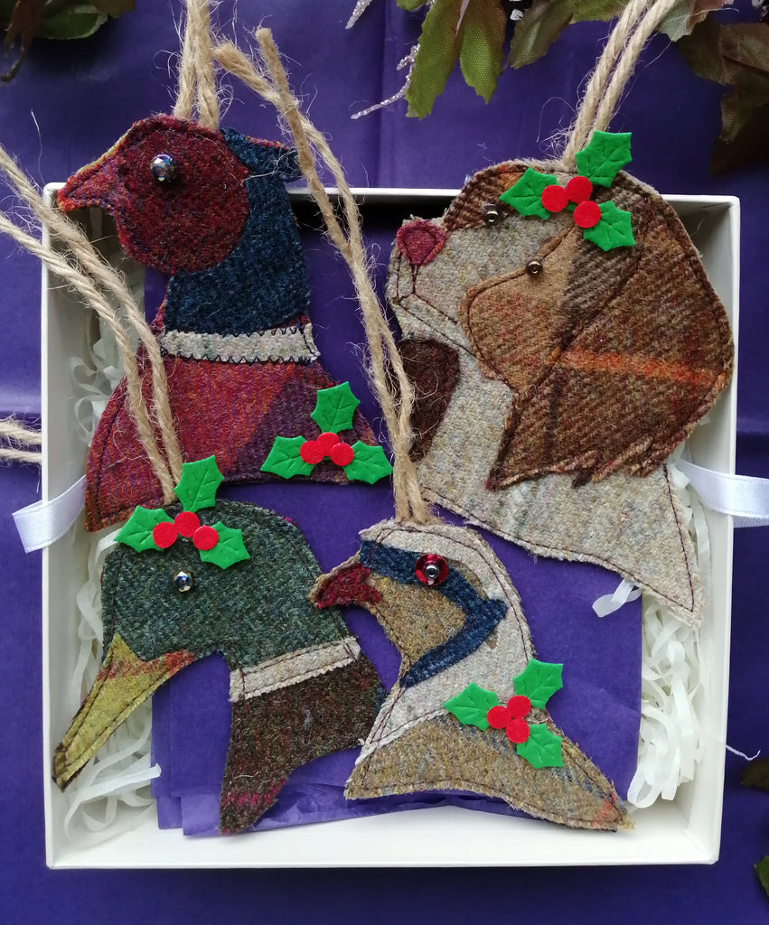 Tweed Christmas Collection of Game Birds and Spaniel