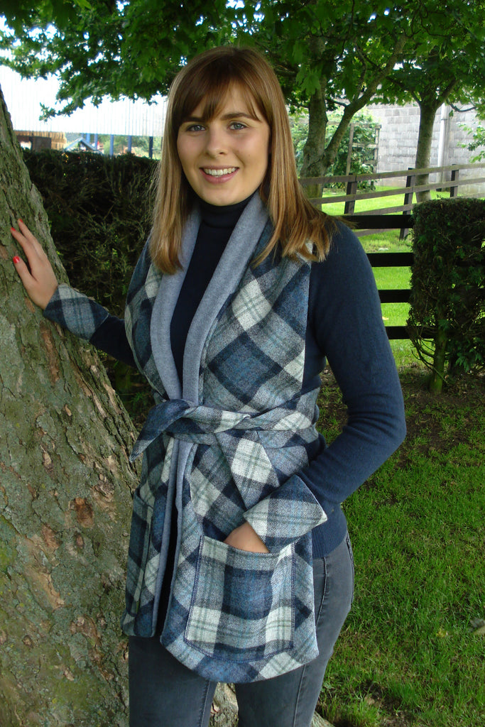 Tweed Pocket Scarf- Blueberry